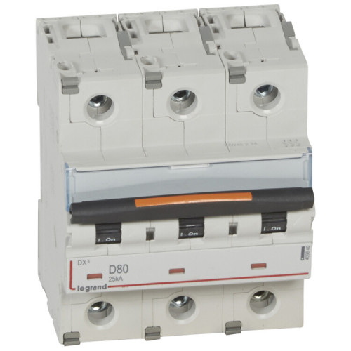 Выключатель автоматический трехполюсный DX3 80А D 25кА (4,5 мод) | 409840 | Legrand