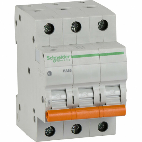 Выключатель автоматический трехполюсный ВА63 63А C 4,5кА | 11229 | Schneider Electric