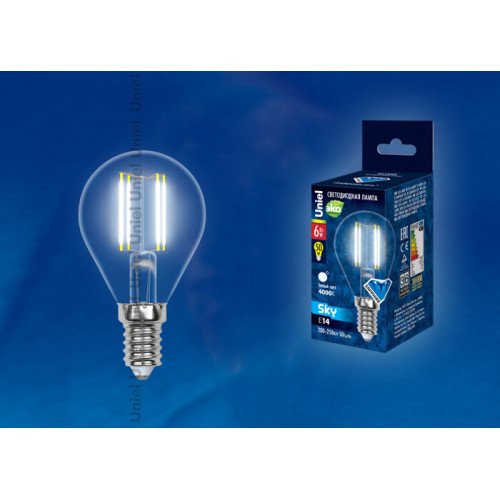 Лампа светодиодная LED-G45-6W/NW/E14/CL PLS02WH LED. 