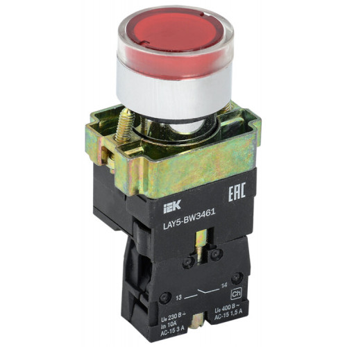Кнопка управления LAY5-BW3461 с подсветкой красный 1з | BBT50-BW-K04 | IEK