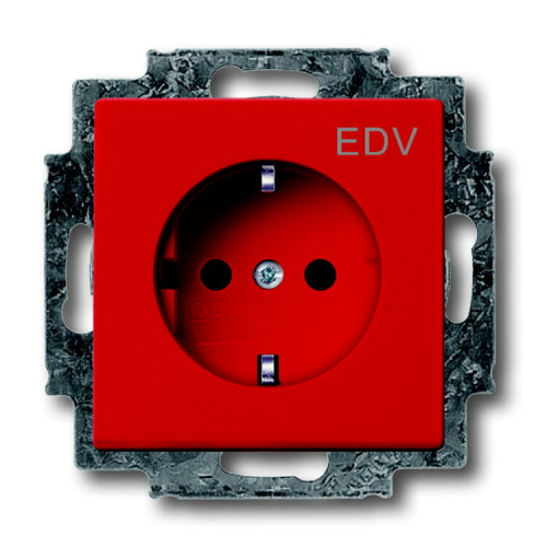 Розетка SCHUKO 16А 250В с маркировкой EDV, со шторками, серия solo/future, цвет красный | 2013-0-5325 | 2CKA002013A5325 | ABB