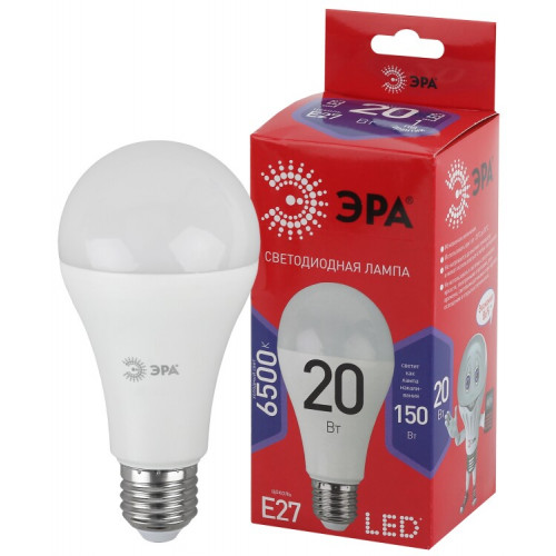 Лампа светодиодная ЭКО LED A65-20W-865-E27 R (диод, груша, 20Вт, хол, E27) | Б0045326 | ЭРА