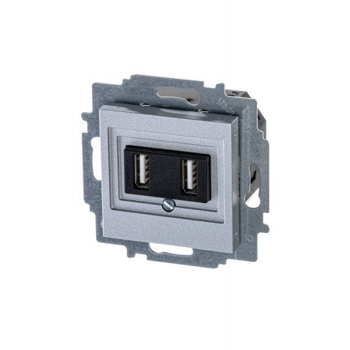 ABB Levit Серебро USB зарядка 2-ая | 5014H-A00040 70W | 2CHH290040A6070 | ABB