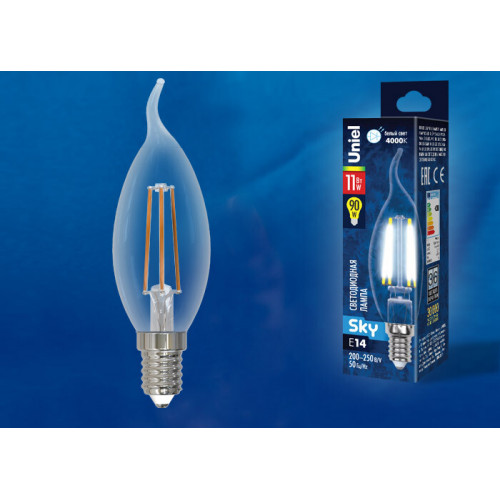 Лампа светодиодная LED-CW35-11W/4000K/E14/CL PLS02WH LED. 