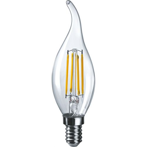 Лампа светодиодная LED 4Вт Е14 230В 2700К NLL-F-FC35-4-230-2.7K-E14 свеча на ветру прозрачная | 71308 | Navigator
