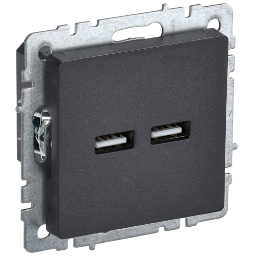 BRITE Розетка USB A+A 3,1А РЮ10-1-БрЧ черный | BR-U21-D31-K02 | IEK