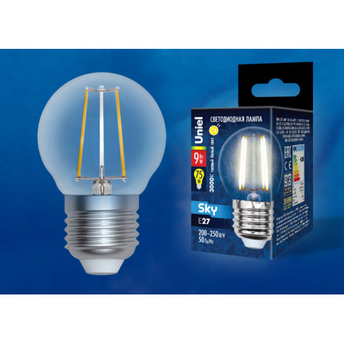 Лампа светодиодная LED-G45-9W/3000K/E27/CL PLS02WH LED. 