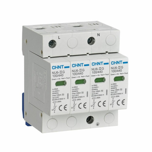Ограничитель имп. перенапр. NU6-IIG 4Р In=15kA Uc=440B Im=40kA (R) | 252574 | CHINT