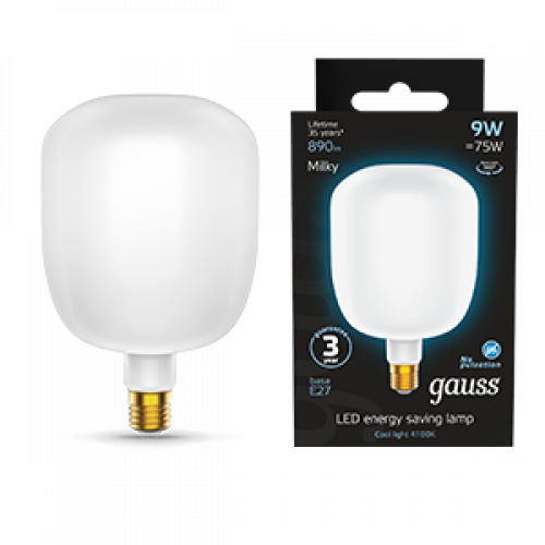 Лампа светодиодная Filament V140 9W 890lm 4100К Е27 milky LED 1/6 | 1015802209 | Gauss