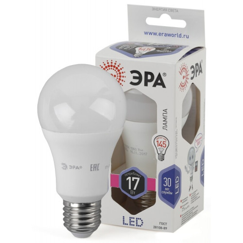 Лампа светодиодная LED 17Вт Е27 6000К A60-17W-860-E27 | Б0031701 | ЭРА