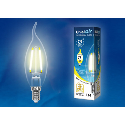 Лампа светодиодная LED-CW35-7,5W/WW/E14/CL GLA01TR LED. 