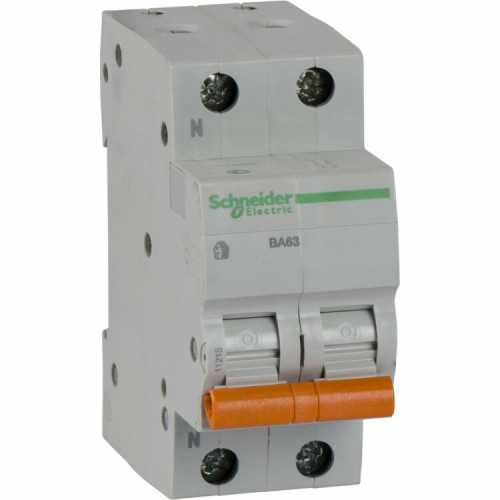 Выключатель автоматический двухполюсный (1п+N) ВА63 25А C 4,5кА | 11215 | Schneider Electric
