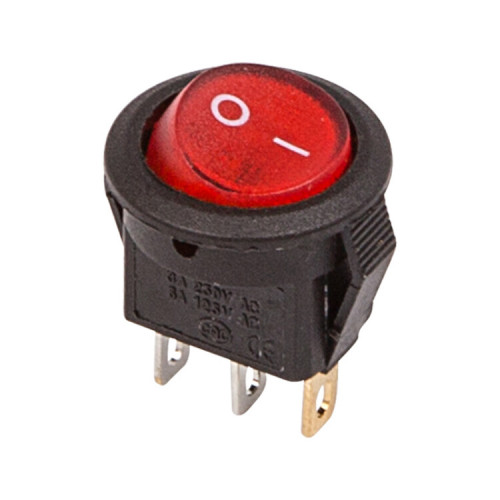 Выключатель клавишный круглый 250V 3А (3с) ON-OFF красный с подсветкой Micro | 36-2530 | REXANT