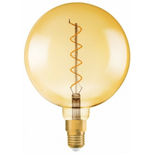 Лампа светодиодная филаментная Vintage 1906 LED CL GLOBE200 FIL GOLD 28 non-dim 5W/820 E27 | 4058075092013 | Osram