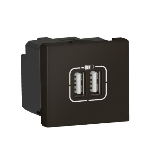 Розетка USB для зарядки двойная - Программа Mosaic - 2 модуля - черная | 079384 | Legrand