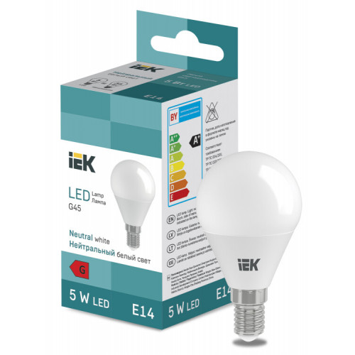 Лампа светодиодная Globe G45 400lm 4000K E14 | LL-I-G45-5-230-40-E14 | IEK