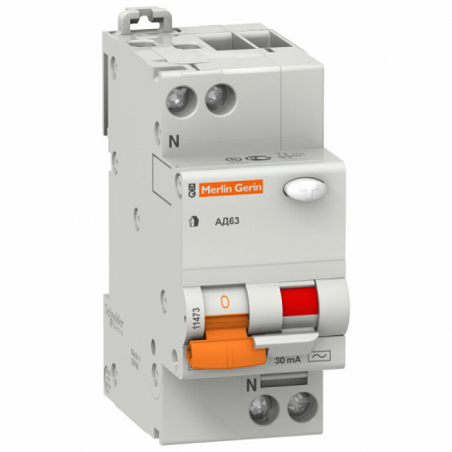 Выключатель автоматический дифференциальный АД63 1п+N 40А C 30мА тип AC | 11475 | Schneider Electric