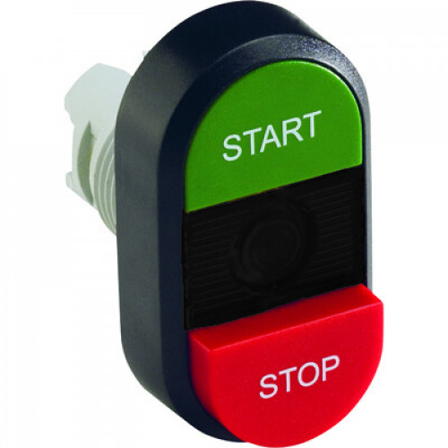 Кнопка двойная MPD15-11B (зеленая/красная-выступающая) непрозрач ная черная линза с текстом (START/STOP) | 1SFA611144R1106 | ABB