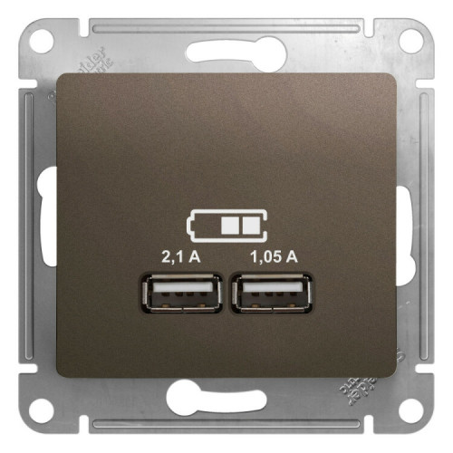 Glossa Шоколад USB Розетка,5В/2100мА, 2х5В/1050мА, механизм | GSL000833 | SE