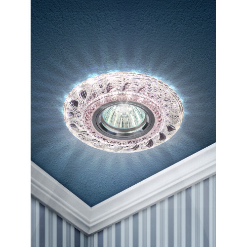 Светильник точечный встраиваемый под лампу DK LD18 MR16 50Вт GU5.3 розовый с подсветкой | Б0028068 | ЭРА