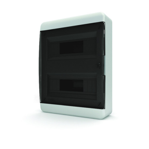 Бокс пластиковый навесной BNK 40-24-1 24 мод. IP41, прозрачная черная дверца (387х300х108) | 01-01-041 | tekfor