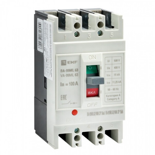 Автоматический выключательВА-99М 63/100А 3P 15кА EKF Basic | mccb99-63-100mI | EKF