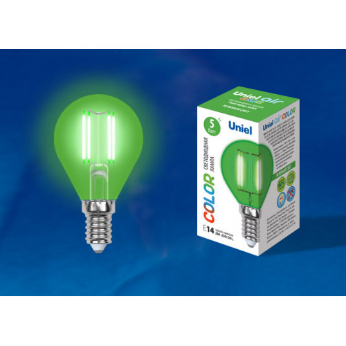 Лампа светодиодная LED-G45-5W/GREEN/E14 GLA02GR LED. 