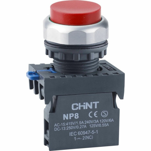 Кнопка управления NP8-01GN/4 без подсветки красная 1НЗ IP65 (R) | 667291 | CHINT