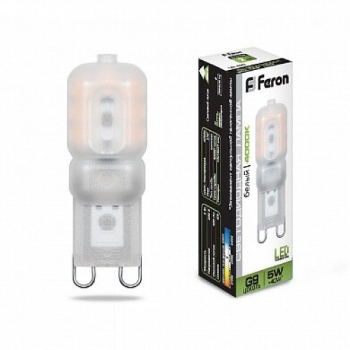 Лампа светодиодная LB-430 (5W) 230V G9 4000K 16x47mm | 25637 | FERON