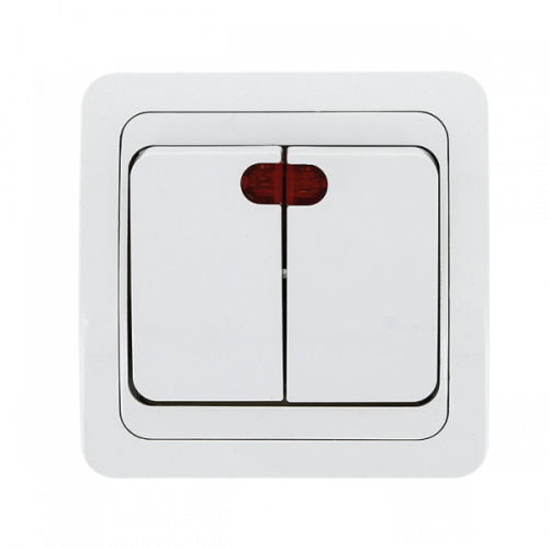 Лондон Выключатель 2-клавишный с индикатором 10А белый EKF PROxima | EEV10-123-10 | EKF