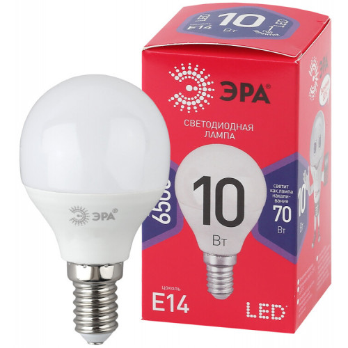 Лампа светодиодная ЭКО LED P45-10W-865-E14 R (диод, шар, 10Вт, хол, E14) | Б0045354 | ЭРА