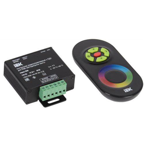 Контроллер с ПДУ радио RGB 3 канала 12В 4А 144Вт черный | LSC1-RGB-144-RF-20-12-B | IEK