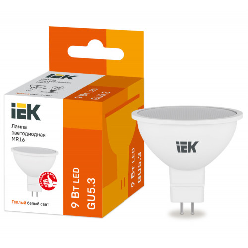 Лампа светодиодная LED MR16 софит 9Вт 230В 3000К GU5.3 | LLE-MR16-9-230-30-GU5 | IEK