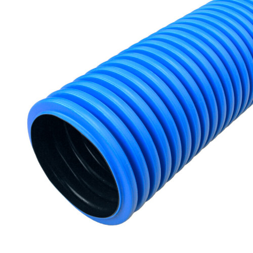 Труба гофрированная двустенная ПНД жесткая тип 750 (SN10) синяя д160 5,7м (22,8м/уп) (с муфтой, без колец) | PR15.0244 | Промрукав