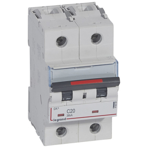 Выключатель автоматический двухполюсный DX3 20A C 36кА (3 мод) | 410009 | Legrand