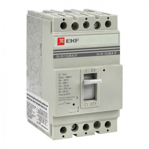Выключатель автоматический ВА-99 125/20А 3P 25кА EKF PROxima | mccb99-125-20 | EKF