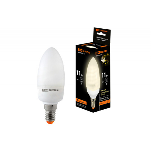 Лампа энергосберегающая КЛЛ 11Вт E14 827 cвеча С | SQ0323-0134 | TDM