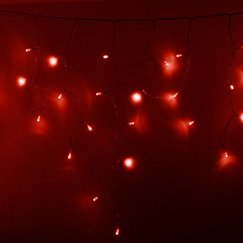 Гирлянда Айсикл (бахрома) светодиодный, 4,8 х 0,6 м, прозрачный провод, 230 В, диоды красные, 176 LED | 255-142 | NEON-NIGHT