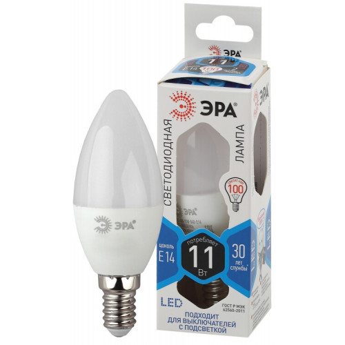 Лампа светодиодная СТАНДАРТ LED B35-11W-840-E14 (диод, свеча, 11Вт, нейтр, E14) | Б0047940 | ЭРА