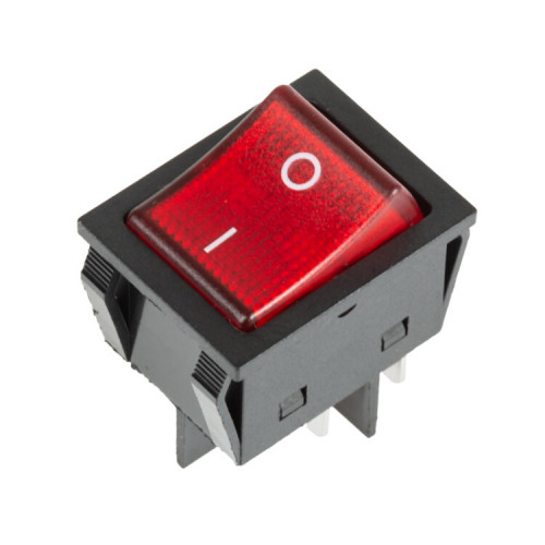 Выключатель клавишный 250V 30А (4с) ON-OFF красный с подсветкой | 36-2346 | REXANT