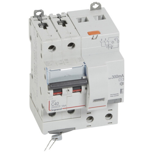 Выключатель автоматический дифференциального тока DX3 6000 2п 40А С 300мА тип AС (4 мод) | 411176 | Legrand