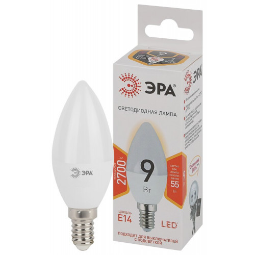 Лампа светодиодная СТАНДАРТ LED B35-9W-827-E14 (диод, свеча, 9Вт, тепл, E14) | Б0047935 | ЭРА
