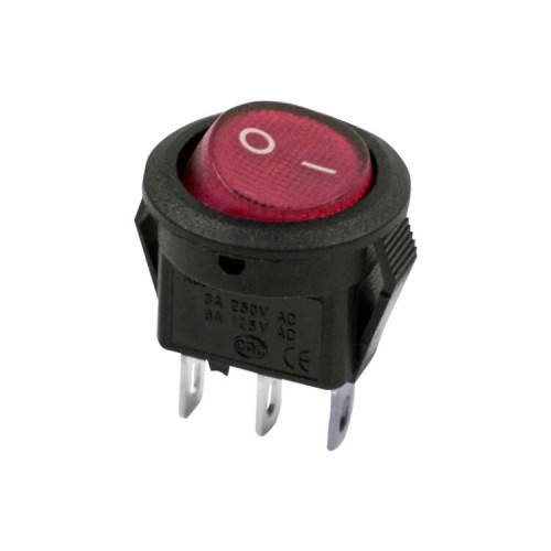 Выключатель клавишный круглый 250V 3А (2с) ON-OFF красный Micro | 36-2511 | REXANT