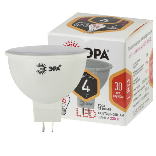 Лампа светодиодная LED 4Вт GU5.3 220В 2700К smd MR16 отражатель (рефлектор) | Б0017746 | ЭРА