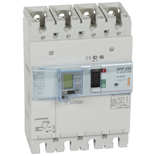 Автоматический выключатель DPX3 250 - эл. расц. - с диф. защ. - 25 кА - 400 В~ - 4П - 250 А | 420329 | Legrand