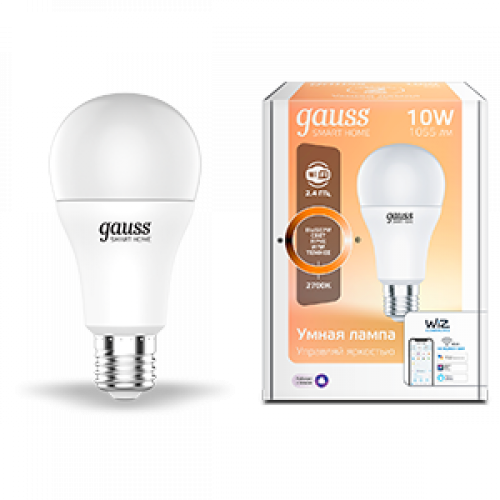 Лампа Светодиодная Smart Home DIM E27 A60 10 Вт 2700К 1/10/40 | 1070112 | Gauss