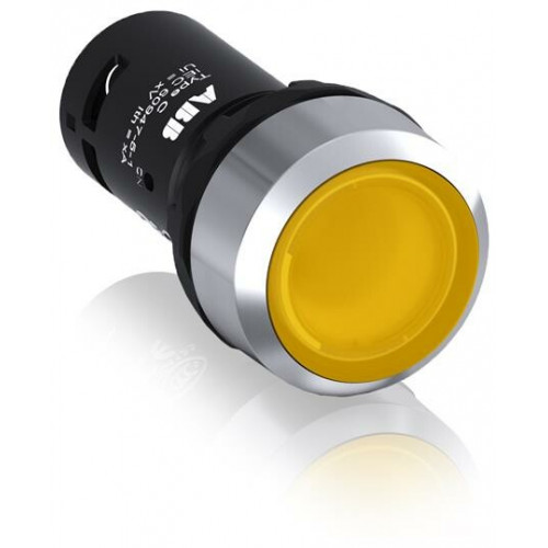 Кнопка с подсветкой CP1-31Y-10 желтая 24В AC/DC с плоской клавишей без фиксации 1НО, металл.кольцо|1SFA619100R3113| ABB