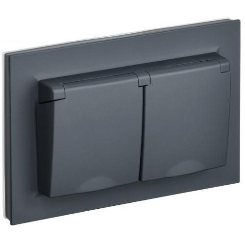 BRITE Розетка 2-я с кр. 16А в сб IP44 РСбш12-3-44-БрГ графит | BR-R26-16-44-K53-F | IEK