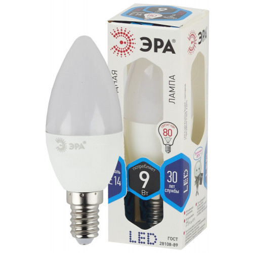 Лампа светодиодная СТАНДАРТ LED B35-9W-840-E14 (диод, свеча, 9Вт, нейтр, E14) | Б0047936 | ЭРА
