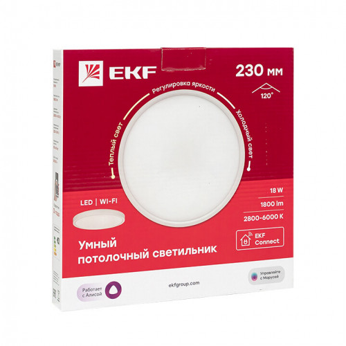 Умный потолочный светильник 230 мм 18W EKF Connect | sclwf-230-cct | EKF